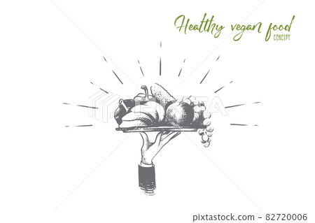 Healthy vegan food concept. Hand drawn isolated vector. Healthy vegan food concept. Hand drawn isolated vector. 82720006