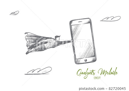Gadgets mobile concept. Hand drawn isolated vector. Gadgets mobile concept. Hand drawn isolated vector. 82720045