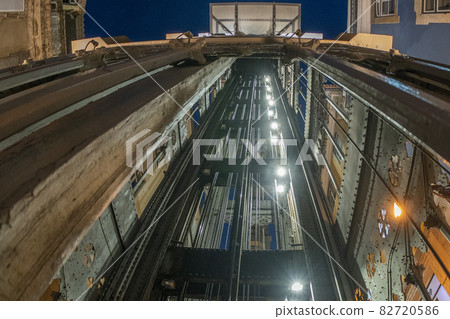Lisbon Iron Elevator Santa Justa historic building night view Lisbon Iron Elevator Santa Justa historic building night view 82720586