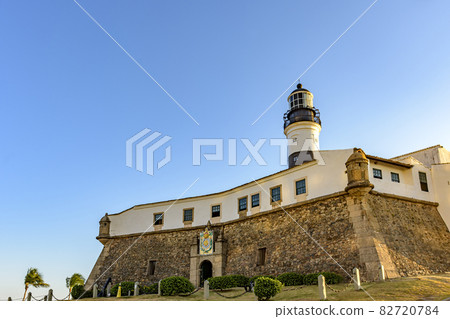 Famous historic fort and Barra lighthouse facade 82720784