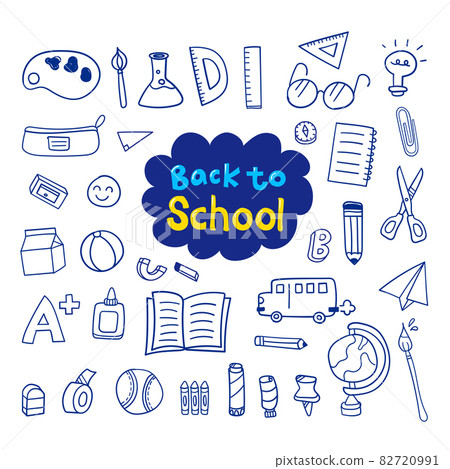 Hand draw doodle back to school set design Vector 82720991