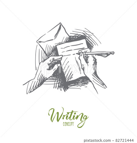 Letter, paper, writing, pen concept. Hand drawn isolated vector. 82721444
