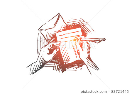 Letter, paper, writing, pen concept. Hand drawn isolated vector. Letter, paper, writing, pen concept. Hand drawn isolated vector. 82721445