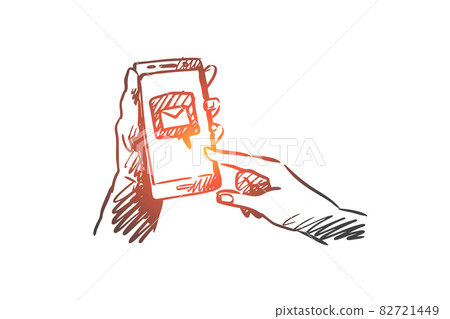 Messaging, mail, smartphone, connect, internet concept. Hand drawn isolated vector. Messaging, mail, smartphone, connect, internet concept. Hand drawn isolated vector. 82721449