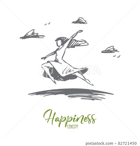 Freedom, happiness, woman, fly, love concept. Hand drawn isolated vector. 82721450