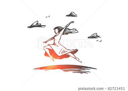Freedom, happiness, woman, fly, love concept. Hand drawn isolated vector. Freedom, happiness, woman, fly, love concept. Hand drawn isolated vector. 82721451