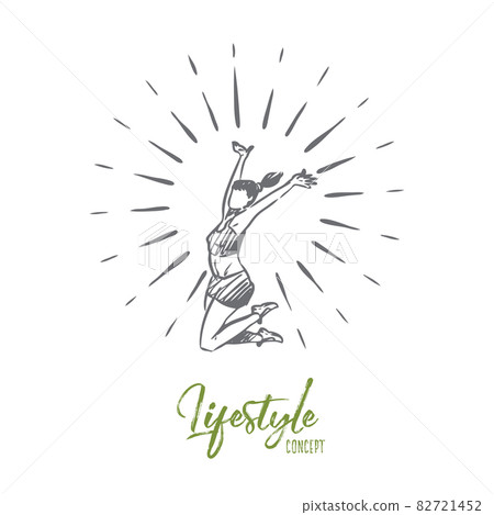 Lifestyle, healthy, sport, happiness concept. Hand drawn isolated vector. Lifestyle, healthy, sport, happiness concept. Hand drawn isolated vector. 82721452
