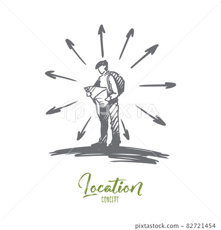 Navigation, location, map, road, travel concept. Hand drawn isolated vector. Navigation, location, map, road, travel concept. Hand drawn isolated vector. 82721454