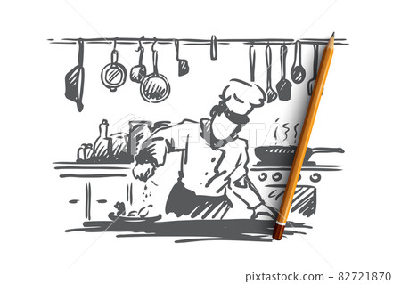 Cooking, chef, food, meal concept. Hand drawn isolated vector. Cooking, chef, food, meal concept. Hand drawn isolated vector. 82721870