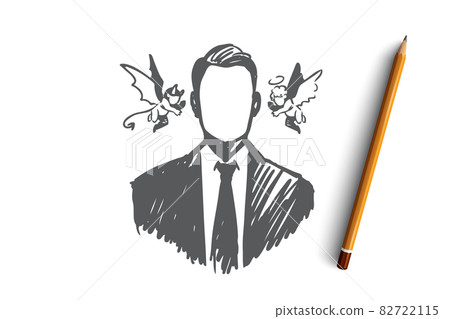 Choice, intuition, businessman, doubt, opposition concept. Hand drawn isolated vector. 82722115