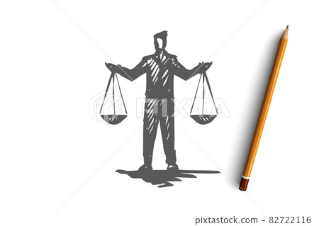 Equilibrium, balance, equality, scale, justice concept. Hand drawn isolated vector. 82722116