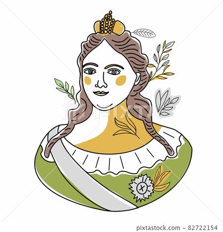 Trend line Illustration of Anna Ioannovna Romanova, niece of Peter the Great and empress of Russian empire. Portrait of historical figure woman in historical dress. Trend line Illustration of Anna Ioannovna Romanova, niece of Peter the Great and empress of Russian empire. Portrait of historical figure woman in historical dress. 82722154
