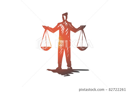 Equilibrium, balance, equality, scale, justice concept. Hand drawn isolated vector. 82722261