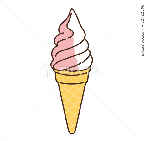軟冰淇淋插圖草莓混合 軟冰淇淋插圖草莓混合 82722308