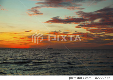 Amazing seascape with sunset clouds over the sea with dramatic sky sunset or sunrise. 82722546