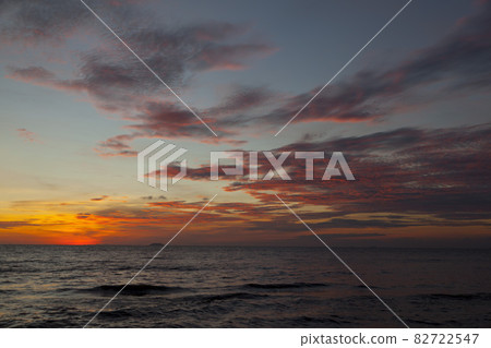 Amazing seascape with sunset clouds over the sea with dramatic sky sunset or sunrise. 82722547