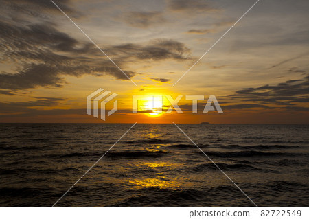 Amazing seascape with sunset clouds over the sea with dramatic sky sunset or sunrise. 82722549
