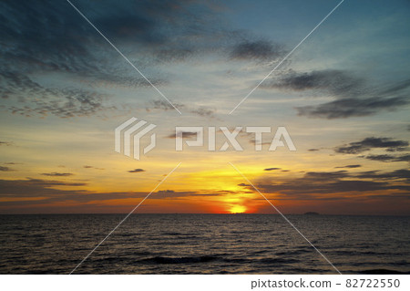 Amazing seascape with sunset clouds over the sea with dramatic sky sunset or sunrise. 82722550