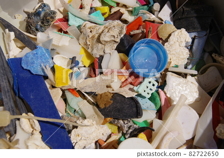 Waste plastic, plastic trash washed up on a sandy beach, microplastic, environmental destruction, environmental problems Waste plastic, plastic trash washed up on a sandy beach, microplastic, environmental destruction, environmental problems 82722650