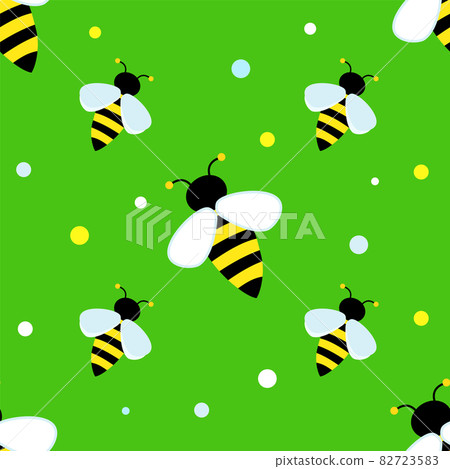 Bright striped bee on a green background. Children repeating pattern Bright striped bee on a green background. Children repeating pattern 82723583