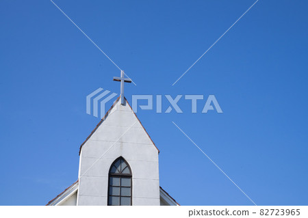 Church Cross, Cross in the Blue Sky, Christian Church, Sunday Mass Church Cross, Cross in the Blue Sky, Christian Church, Sunday Mass 82723965