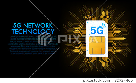 5G Sim Card. Isometric view. Mobile telecommunications technology symbol. Vector illustration. 5G Sim Card. Isometric view. Mobile telecommunications technology symbol. Vector illustration. 82724460