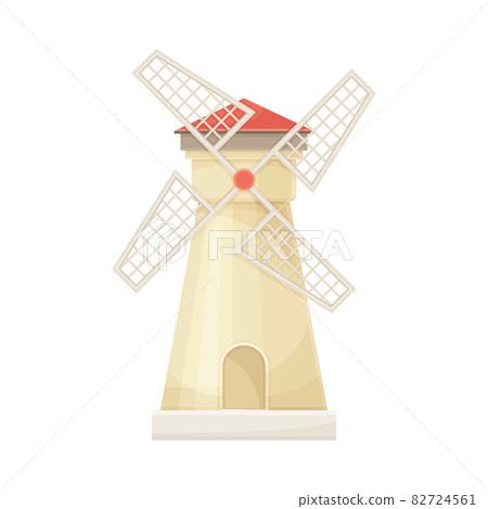 Traditional rural windmill agricultural building flat vector illustration Traditional rural windmill agricultural building flat vector illustration 82724561