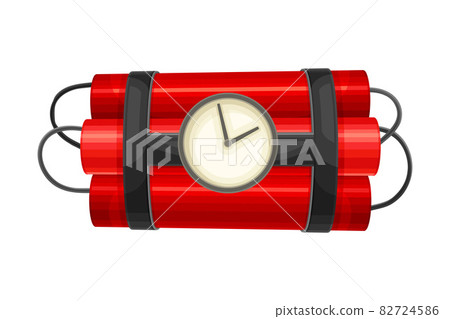 Bundle of red dynamite sticks with alarm clock vector illustration 82724586
