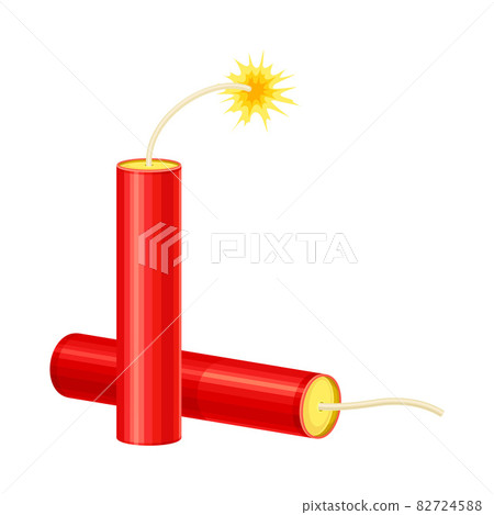 Red dynamite sticks with burning wick vector illustration Red dynamite sticks with burning wick vector illustration 82724588