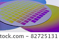 Several silicon wafers with printed circuit and different color.White background 82725131