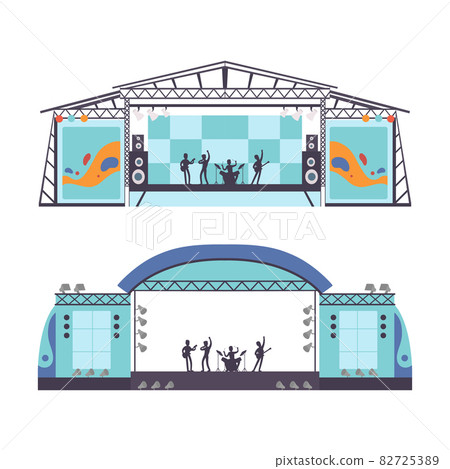 Stage for Street Performance and Open Air Concert Vector Set Stage for Street Performance and Open Air Concert Vector Set 82725389