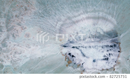 Drop on a blue background spreads out in waves in different directions. 82725731