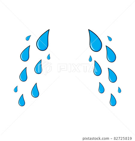 Tear, cry cartoon icon template. Blue sad expression symbol. Simple weeping falling stream set. Tear, cry cartoon icon template. Blue sad expression symbol. Simple weeping falling stream set. 82725819