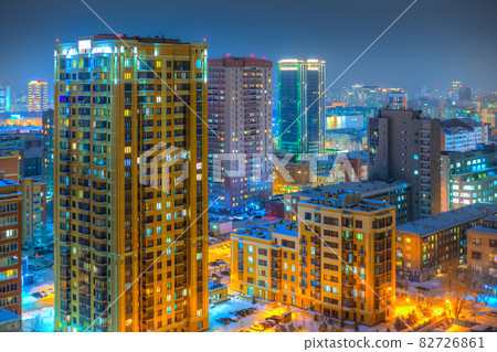 Top view of the evening city. Top view of the evening city. 82726861