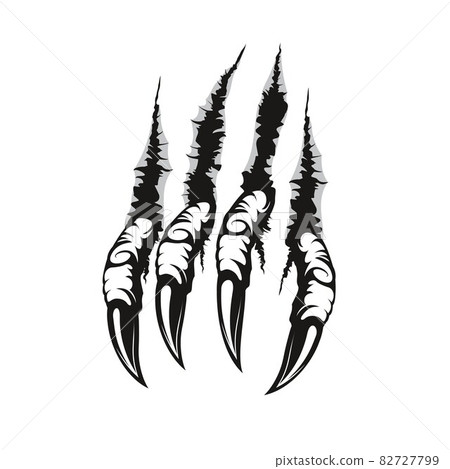 Dragon claw marks and scratches, vector paw of scary monster animal. Horror talons ripping, tearing or scratching through background with holes, torn traces and slashes, mythological beast 82727799