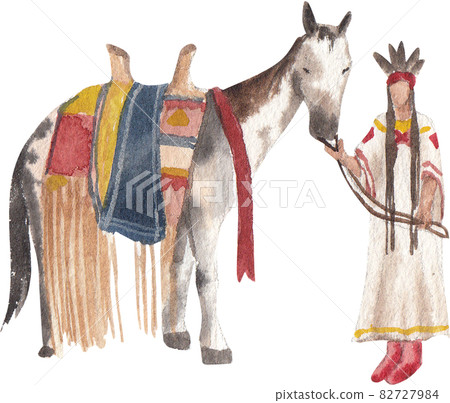 American Indian and decor watercolor 82727984
