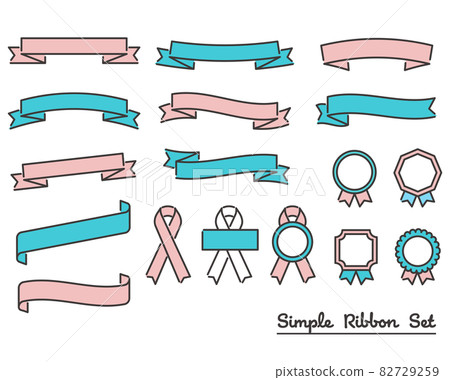 Simple and cute ribbon and rosette vector illustration material / gift / package Simple and cute ribbon and rosette vector illustration material / gift / package 82729259