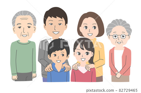 Illustration material of laughing 3 generation family 82729465