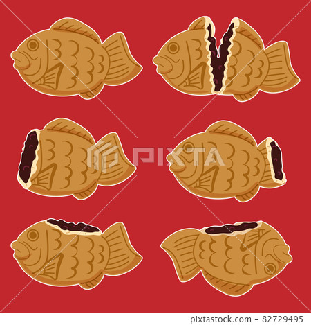 鯛魚燒紅豆的吃法 白邊 插圖素材 圖庫 鯛魚燒紅豆的吃法 白邊 插圖素材 圖庫