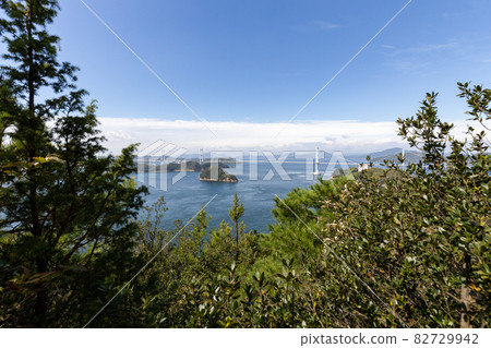 從大島立山眺望來島海峽大橋(島波海峽)。 從大島立山眺望來島海峽大橋(島波海峽)。 82729942