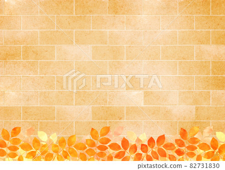 背景材料 磚 磚 秋葉 枯葉 牆塊 82731830