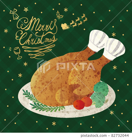 Christmas Merry Christmas roast chicken Santa Claus watercolor letters background illustration material Christmas Merry Christmas roast chicken Santa Claus watercolor letters background illustration material 82732044