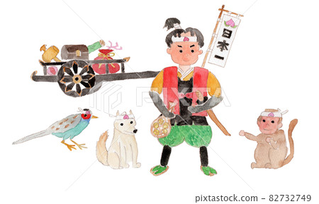 Momotaro watercolor illustration Momotaro watercolor illustration 82732749