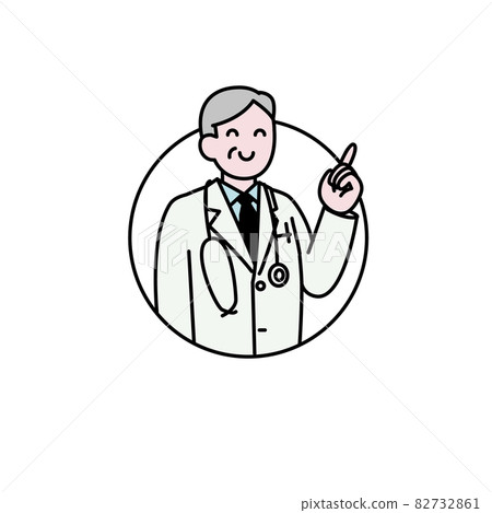 穿白大褂的叔叔指著的插畫素材 插圖素材 圖庫