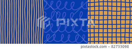 Doodle Hand Drawn Seamless Pattern. Abstract Vector Background in Contemporary Style. Looping, Vertical Lines and Grid 82733098