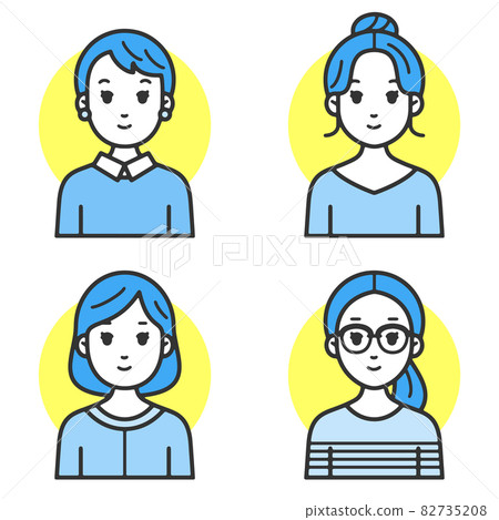 簡單而扁平的線條人物插圖,易於用於口碑廣告年輕女性變體 簡單而扁平的線條人物插圖,易於用於口碑廣告年輕女性變體 82735208