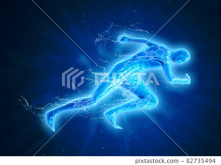 3d illustration of a runner seen from the side 82735494
