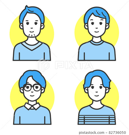 Simple and flat line characters that are easy to use for web word-of-mouth advertising Younger generation male variations 82736050