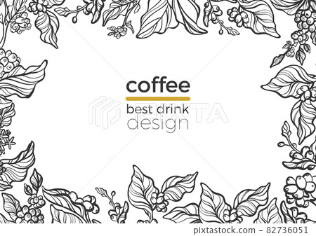 Template of black branch of coffee tree. Vector illustration 82736051
