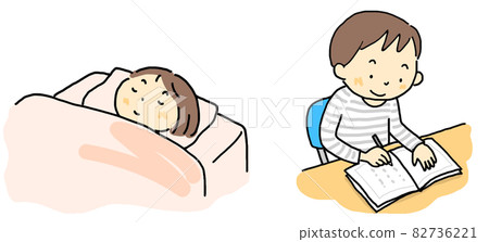 Illustration of a child with correct lifestyle 82736221